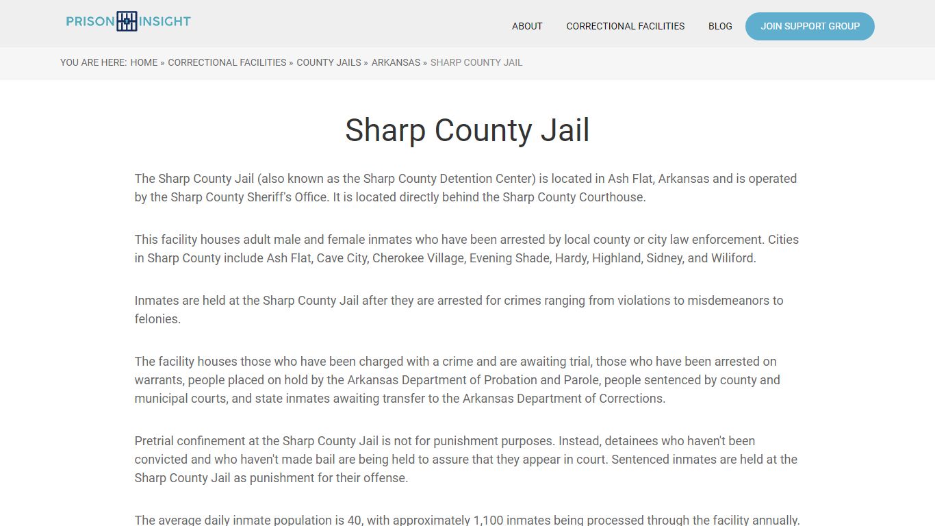 Sharp County Jail - Prison Insight
